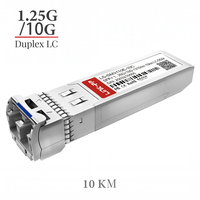 SFP+ SFP 듀얼 레이트 10G 1.25G 모듈 광 트랜시버 듀플렉스 LC 10km 싱글 모드 1310nm 듀얼 레이트 RoHS REACH FC CE 인증