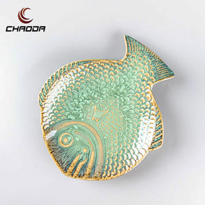 CHAODA Assiettes de présentation en céramique Plats et bols en porcelaine de forme ronde verte pour la soupe pour les mariages et le type <span class=keywords><strong>d</strong></span>'assiette de tasse de nourriture - Product Image 3