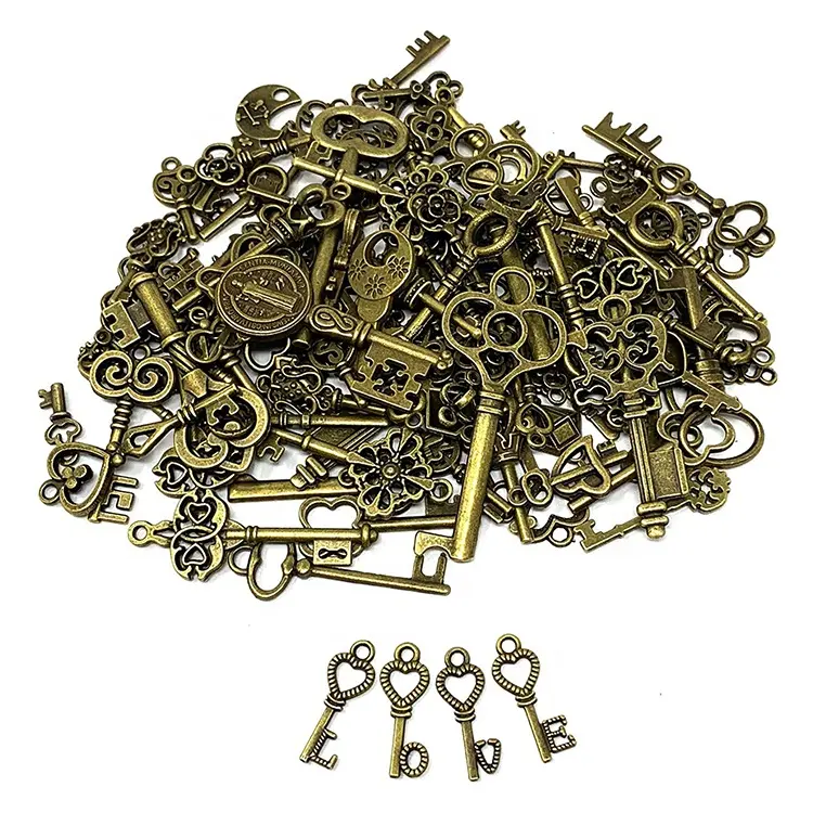 24Pcs Large Antique Bronze Skeleton Keys Rustic Key for Wedding Decoration Favor 