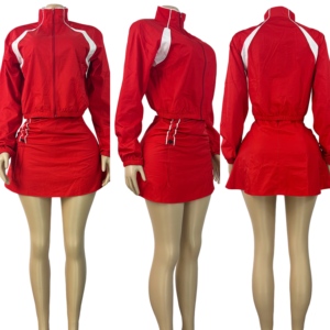 Nouvel ensemble jupe décontracté printemps-été deux pièces avec cardigan, <span class=keywords><strong>veste</strong></span> courte et mini-jupe-short - Product Image 5