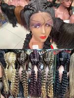 Perruque tressée à trois brins transparente, couleur ombrée synthétique, livraison gratuite, avec dentelle frontale à deux parties