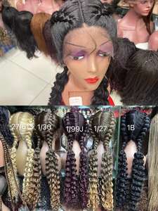 Peluca trenzada para mujer, <span class=keywords><strong>cabello</strong></span> de encaje negro, caja de estilo Bob <span class=keywords><strong>corto</strong></span> 136, <span class=keywords><strong>dos</strong></span> ondas trenzadas, promoción al por mayor - Product Image 3