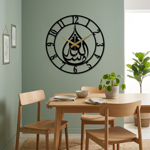 Horloge murale ronde moderne en métal avec design de dessin animé, horloge analogique silencieuse à quartz pour la décoration de la salle à manger - Product Image 1