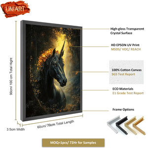 Custom Fantasy Unicorns Glossy Spirit Animals Canvas <strong>Nursery</strong> Wall Art Decor Baby Room Crystal Porcelain Digital Canvas Art <strong>Print</strong> - Product Image 3