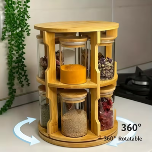 Portaspezie in Bambù Personalizzato, Portaspezie Girevole a 360° in Legno di Bambù per Cassetti - Product Image 1
