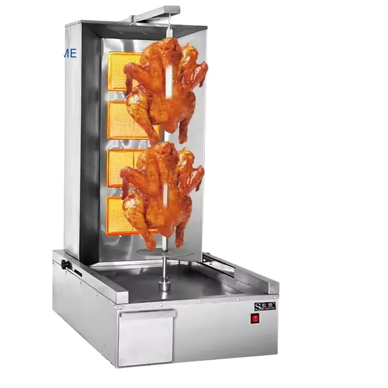 2024 1.2 m Shawarma a infrarossi lontani produttore di spiedini di pollo alla griglia a Gas gpl spiedini automatici commerciali da banco