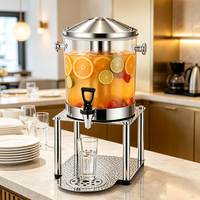 FLEY Edelstahl-Saftspender mit Kuppeldeckel, Zapfhahn und erhöhtem Ständer für Hotel-Frühstücksbuffet, Restaurant und Catering-Service