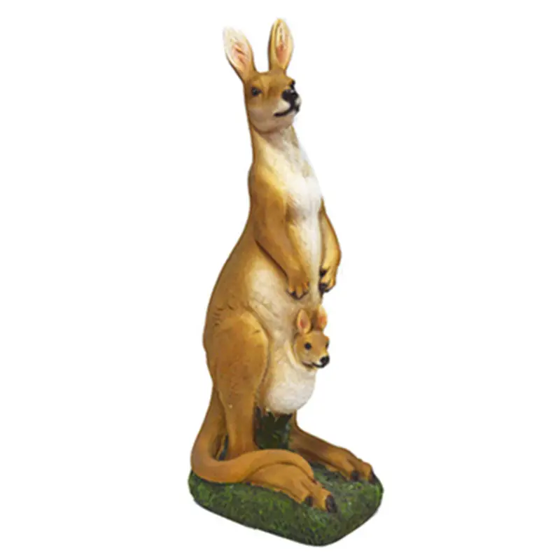 Large Lifelike Idyllic Style Kangaroo Mother and Child Fugrine Resin Sculpture for Home Garden Decoration