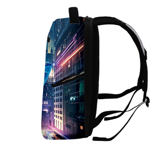 Cyber Whale Odyssey Holographic cảnh quan thành phố & bioluminescent in ba lô nam giới và phụ nữ thời trang dây kéo đóng cửa Túi máy tính xách tay - Product Image 5