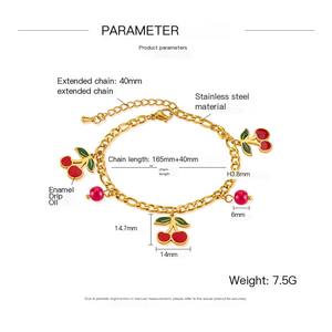 BASQUESUN Usine En Gros Personnalisé Version Coréenne Nouveau Acier Inoxydable Goutte <span class=keywords><strong>Gomme</strong></span> Cerise Ins Style Niche Design Bracelet Femme - Product Image 2