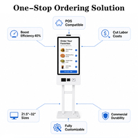 Kiosque de commande et de paiement en libre-service pour restaurant, menu numérique personnalisable, lecteur de codes-barres, reconnaissance faciale, soulagement des files d'attente en heures de pointe
