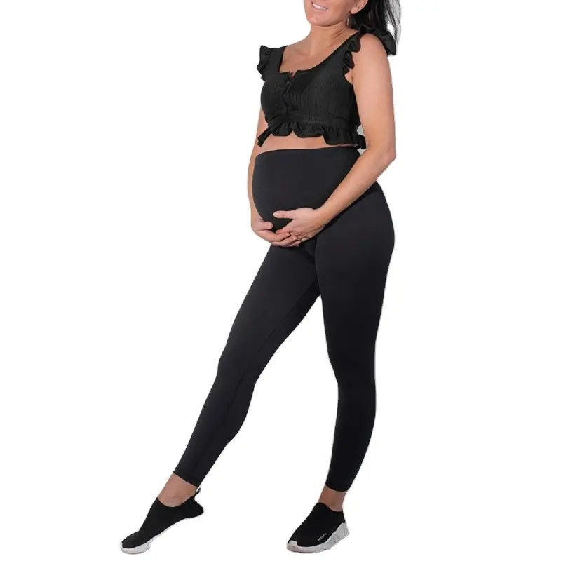 גבוהה ניילון ספנדקס יולדות בגדי יוגה מכנסיים בהריון אישה הריון בגדי ספורט חותלות