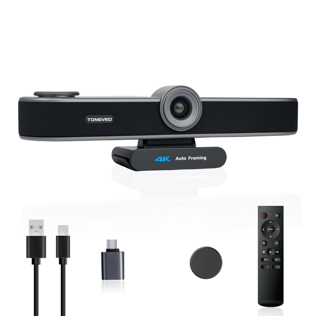 UHD 4K All in One Webcam AI Auto Tracking Conference Camera With Remote Control and AI Voice Tracking
