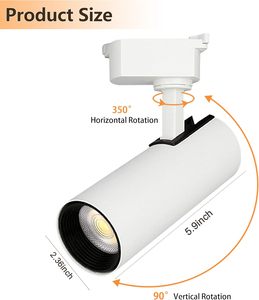 Projecteur LED sur rail COB moderne pour intérieur commercial, 12-40W, orientable à 360 degrés, CRI 80, durée de vie de 30 000 heures, en aluminium - Product Image 3
