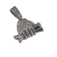 PD3161 Nouveau collier hip-hop européen et américain RICH FOREVER, pendentif billet de banque pour homme, entièrement serti de diamants, chaîne à maillons en alliage de zinc