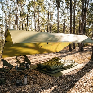 Lona para Acampar al Aire Libre, Directo de Fábrica, Toldo Impermeable, Refugio, Color Verde Bosque, Lona Portátil de Poliéster y Algodón - Product Image 4