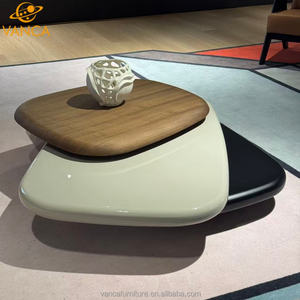 <span class=keywords><strong>Table</strong></span> basse rotative design nordique E1 <span class=keywords><strong>Table</strong></span> centrale rotative à 360 ° en bois plaqué finition laquée MDF - Product Image 4