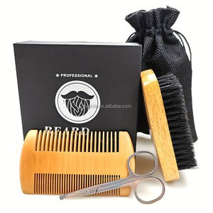 Râu cắt tỉa <span class=keywords><strong>Kit</strong></span> cho nam giới ria mép mũi tóc kéo nhỏ Gỗ Lược sồi râu bàn chải màu đen túi du lịch OEM/ODM món quà kỳ nghỉ - Product Image 6
