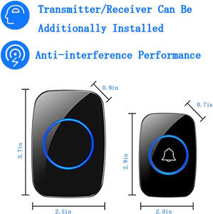 Sonnette sans fil étanche 300M 60 mélodies Prise EU AU UK US Sonnette intelligente à piles 110V-220V 1 bouton 1 2 3 récepteurs - Product Image 3