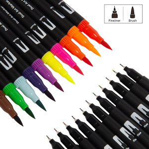 Zeamor Caneta Custom Watercolour Dual <span class=keywords><strong>Tip</strong></span> 12 Color Art Markers <span class=keywords><strong>Set</strong></span> Embalaje suelto Caligrafía Black Brush Pen para niños de la escuela - Product Image 5
