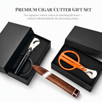 Coupe-cigares de haute qualité, ciseaux à cigares à double lame, ouvre-cigares de style ciseaux, coffret cadeau multicolore, outil de coupe de cigares