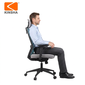 Chaise de bureau ergonomique moderne KINSHA à dossier haut en tissu, réglable en hauteur, pivotante avec appui-tête et accoudoirs pour bureaux à domicile et espaces de travail - Product Image 1