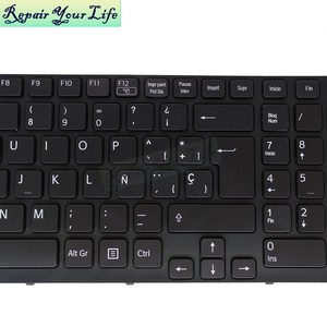 Backlit SP bàn phím tiếng Tây Ban Nha cho <span class=keywords><strong>Sony</strong></span> Vaio SVE17 sve1711 sve1712 sve1713 Bàn phím 149151911ch ban đầu mới với khung màu đen - Product Image 2