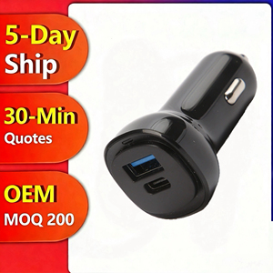 شاحن سيارة USB صغير سريع بقوة 65 واط، منفذ مزدوج 18 واط 3 أمبير من نوع C PD، محول شحن سريع للهواتف في السيارة لأجهزة آيفون وآيباد وسامسونج مع تقنية Qc3.0 - Product Image 1