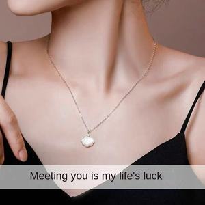 Collier chic en argent sterling S925 avec coquille de <span class=keywords><strong>nacre</strong></span>, projection, style coréen INS, luxe minimaliste, chaîne de clavicule pour femmes - Product Image 3