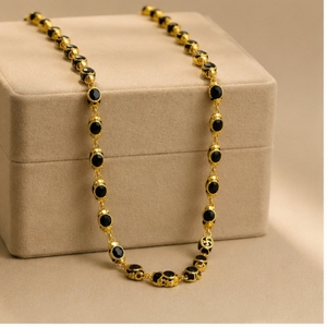 สร้อยคอ mangalsutra ออกแบบด้วยทองคำ22K สำหรับผู้หญิงสร้อยคอลูกปัดสีดำแบบดั้งเดิมเครื่องประดับสวมใส่ทุกวันที่สง่างาม - Product Image 4