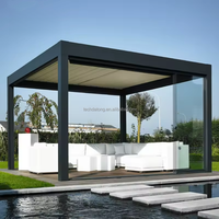 Pergola de jardin extérieure en aluminium, étanche, écologique, avec télécommande électrique, pour balcon, cour, terrasse, utilisation pour les fêtes