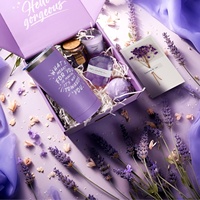 Coffret Cadeau Spa Relaxant Lavande pour la Fête des Mères et pour un prompt rétablissement, avec Logo Personnalisé, Carte Cadeau Imprimable et Couleur Personnalisée