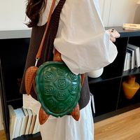 Sac à bandoulière 3D en forme de tortue pour femme, brillant, gaufré, texture craquelée marron, avec sangle détachable, sac de plage