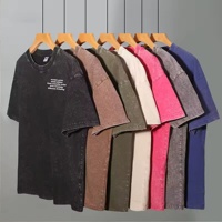 Fournisseurs de vêtements en gros : T-shirt vierge délavé à l'acide 100% coton épais, imprimé DTG, vintage, personnalisé, streetwear