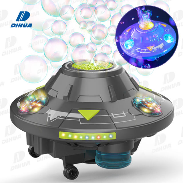 360 Degree Rotating UFO Bubble Machine with LED Lights Music Automatic Blower Outdoor Party Toy for Kids Summer Garden Play
