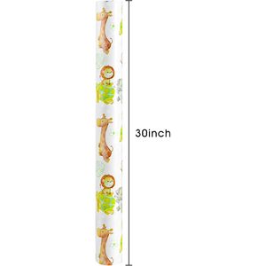 Rollo de Papel de Regalo Jumbo para Baby Shower, Reversible, con Diseño de Animales de Safari Verdes y Puntos, 81.8 Pies Cuadrados - Product Image 5