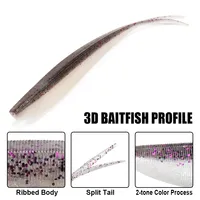 Spinpoler Soft Jerkbait Sinking Split Tail Ribbed Bait 5cm 8cm 10cm Leurre de pêche de précision Jig Drop Shot pour Truite, Black-bass, Luciole