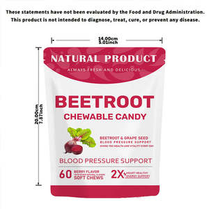 Bonbons à mâcher antioxydants naturels de betterave de marque privée avec saveur de baies de pépins de raisin bonbons doux à faible teneur en quantité minimale de commande - Product Image 3