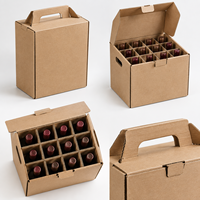 Carton d'expédition pour vin en papier kraft recyclable, résistant aux chutes, pour 6 ou 12 bouteilles, avec séparateurs en carton