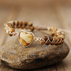 Heart-Shaped Double-Layer Rose Quartz Hand-Woven <b>Adjustable</b> <b>Bracelet</b> Gift Jewelry - Product Image 4