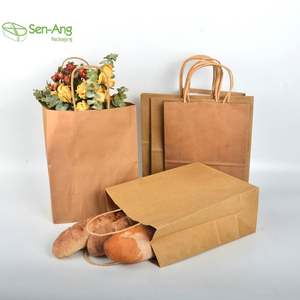 Senang02 Best-seller Sac en papier kraft brun et blanc pour emporter des plats de Noël, avec estampage doré, sans poignée - Product Image 6