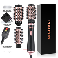 PRITECH Brosse Soufflante Professionnelle Auto-Rotative 1200W, Sèche-Cheveux Ionique Rotatif 38MM, Peigne Coiffant Volumisant pour Salon