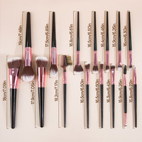 Kit d'outils de beauté professionnel de 15 pièces, pinceaux pour fond de teint, fard à paupières, sourcils et lèvres, pinceaux de contouring, applicateurs, outils de maquillage