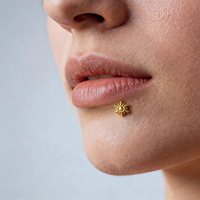 Perhiasan tindik bibir berulir dalam dari baja bedah 316L, model Sun Stud Labret, Monroe, Medusa, Helix, Tragus untuk wanita, ukuran 16G