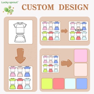 Custom Kids Girl Hooded Short Sleeved Scallop <strong>Skirt</strong> Sets Solid Print Boutique Wholesale Girl Sport Sets - Product Image 4