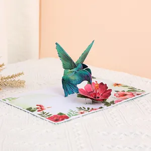 Hot Sale Unique Pop Up greeting cards Hummingbird Pop-Up Cards High Quality Eco-Friendly Greeting Card Custom Printing