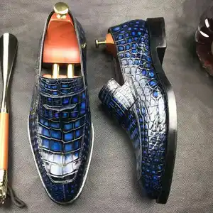 High quality custom loafers shoes men slip-on alligator leather office men's dress shoes crocodile leather branded men shoes