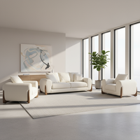 Canapés de salon modernes haut de gamme en tissu, couleur crème, avec pieds en bois pour la maison