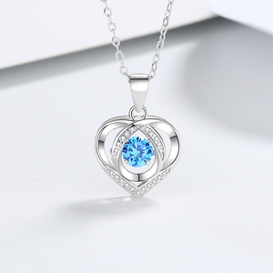 Collana in movimento con cuore che batte piccole persone di lusso leggero, ciondolo d'amore, diamante, semplice collana in argento puro all'ingrosso - Product Image 5