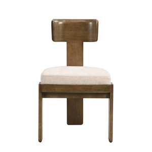 Ensemble de 2 chaises de salle à manger rembourrées pour appartement moderne, chaises latérales en tissu avec assise beige, pieds en bois massif brun clair - Product Image 4